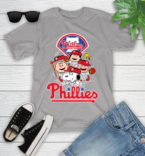 MLB Philadelphia Phillies Snoopy Charlie Brown Woodstock The Peanuts Movie Baseball T Shirt_000 Youth T-Shirt 4