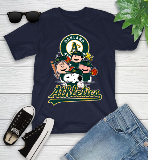 MLB Oakland Athletics Snoopy Charlie Brown Woodstock The Peanuts Movie Baseball T Shirt_000 Youth T-Shirt 2