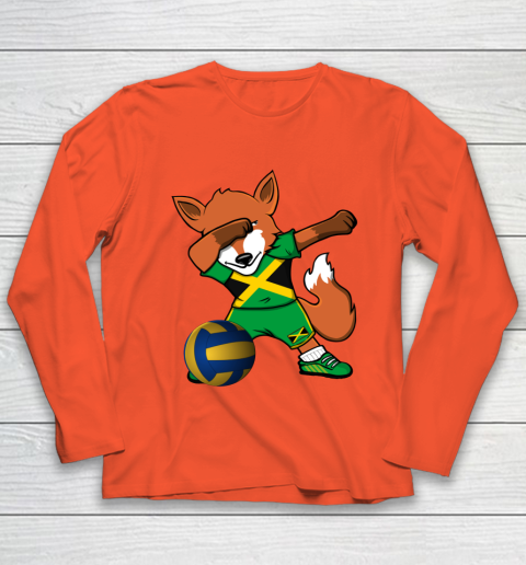 Dabbing Fox Jamaica Volleyball Fans Jersey Jamaican Youth Long Sleeve 4