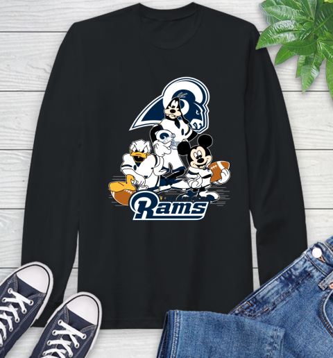 NFL Los Angeles Rams Mickey Mouse Donald Duck Goofy Football Shirt Long Sleeve T-Shirt