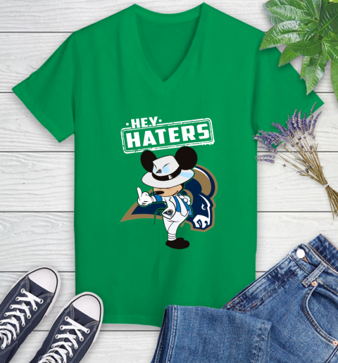 NFL Hey Haters Mickey Football Sports Los Angeles Rams Women's V-Neck T-Shirt 5