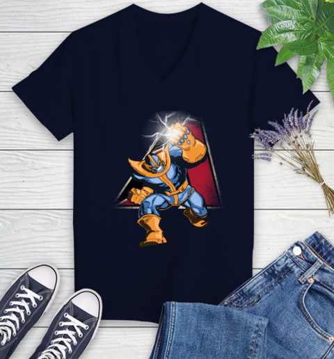 Arizona Diamondbacks MLB Baseball Thanos Avengers Infinity War Marvel Women's V-Neck T-Shirt 2