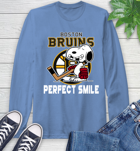 NHL Boston Bruins Snoopy Perfect Smile The Peanuts Movie Hockey T Shirt Long Sleeve T-Shirt 12