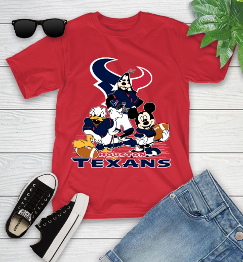 NFL Houston Texans Mickey Mouse Donald Duck Goofy Football Shirt Youth T-Shirt 13