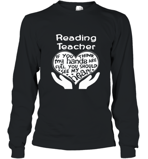 Teachers giftsTeacher shirts READING TEACHER WITH HEART Long Sleeve