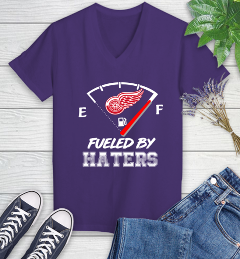 Detroit Red Wings NHL Hockey Fueled By Haters Sports Women's V-Neck T-Shirt 3
