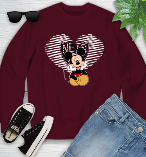 NBA Brooklyn Nets The Heart Mickey Mouse Disney Basketball Youth Sweatshirt 4