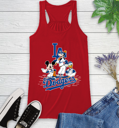 MLB Los Angeles Dodgers Mickey Mouse Donald Duck Goofy Baseball T Shirt Racerback Tank 5