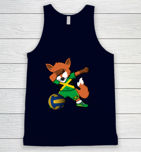 Dabbing Fox Jamaica Volleyball Fans Jersey Jamaican Tank Top 3