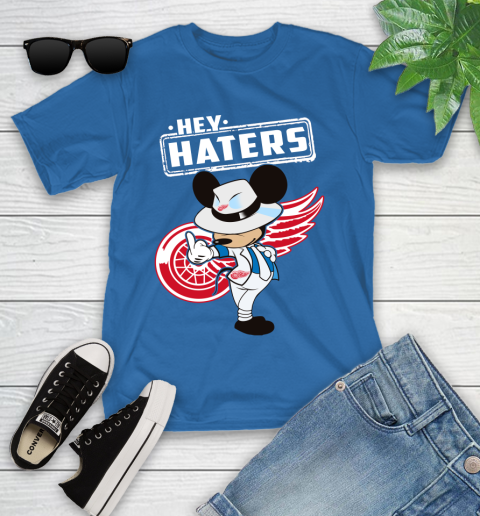 NHL Hey Haters Mickey Hockey Sports Detroit Red Wings Youth T-Shirt 12