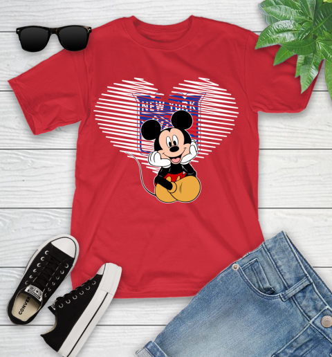 NHL New York Rangers The Heart Mickey Mouse Disney Hockey Youth T-Shirt 13