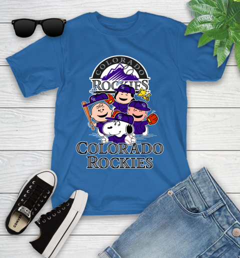 MLB Colorado Rockies Snoopy Charlie Brown Woodstock The Peanuts Movie Baseball T Shirt_000 Youth T-Shirt 12