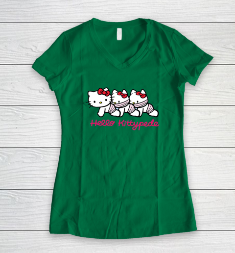 Hello Kittypede The Human Centipede Women's V-Neck T-Shirt 3