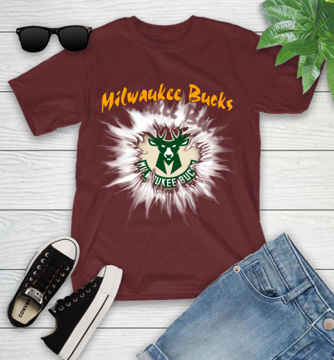 Milwaukee Bucks NBA Basketball Rip Sports Youth T-Shirt 14