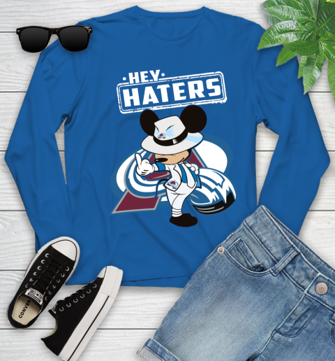 NHL Hey Haters Mickey Hockey Sports Colorado Avalanche Youth Long Sleeve 10
