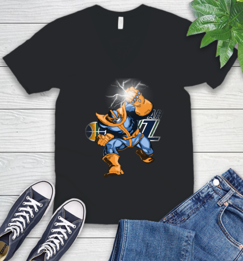 Utah Jazz NBA Basketball Thanos Avengers Infinity War Marvel V-Neck T-Shirt