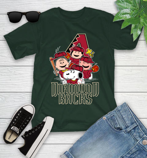 MLB Arizona Diamondbacks Snoopy Charlie Brown Woodstock The Peanuts Movie Baseball T Shirt_000 Youth T-Shirt 5