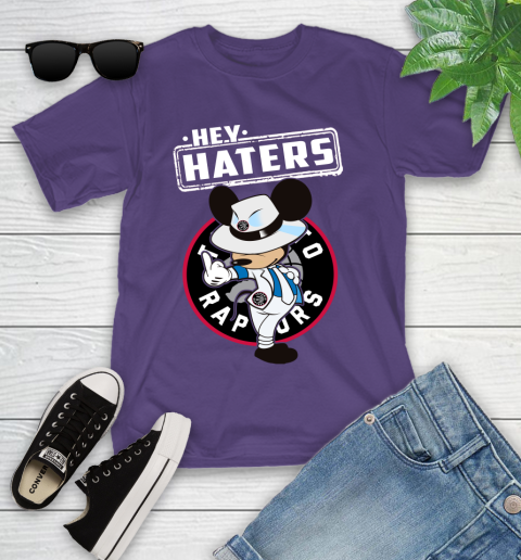 NBA Hey Haters Mickey Basketball Sports Toronto Raptors Youth T-Shirt 3