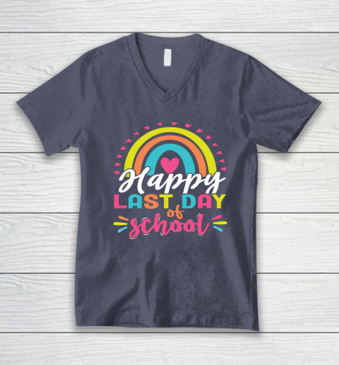 Happy Last Day of School Teacher Student Graduation V-Neck T-Shirt 6