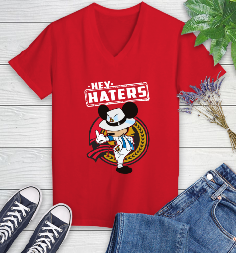 NHL Hey Haters Mickey Hockey Sports Ottawa Senators Women's V-Neck T-Shirt 11