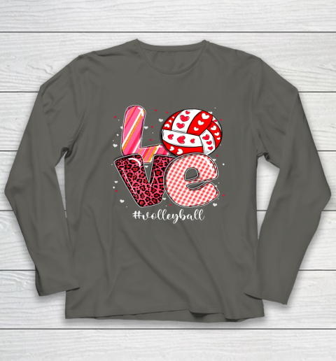 Funny Valentine Volleyball Player Sport Lovers Family Outfit Long Sleeve T-Shirt 5
