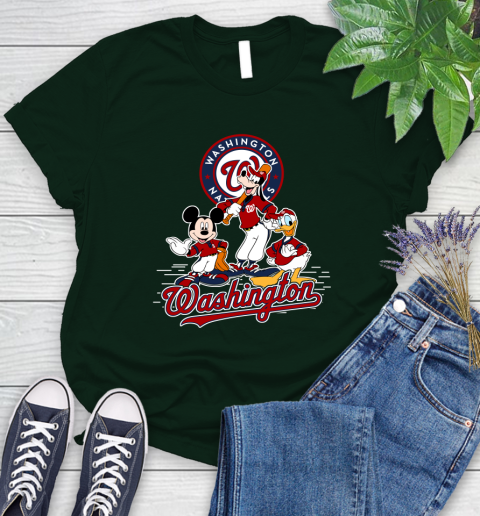 MLB Washington Nationals Mickey Mouse Donald Duck Goofy Baseball T Shirt Women's T-Shirt 6