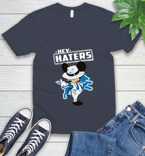 NFL Hey Haters Mickey Football Sports Detroit Lions V-Neck T-Shirt 8