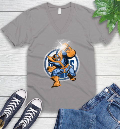 Edmonton Oilers NHL Hockey Thanos Avengers Infinity War Marvel V-Neck T-Shirt 3