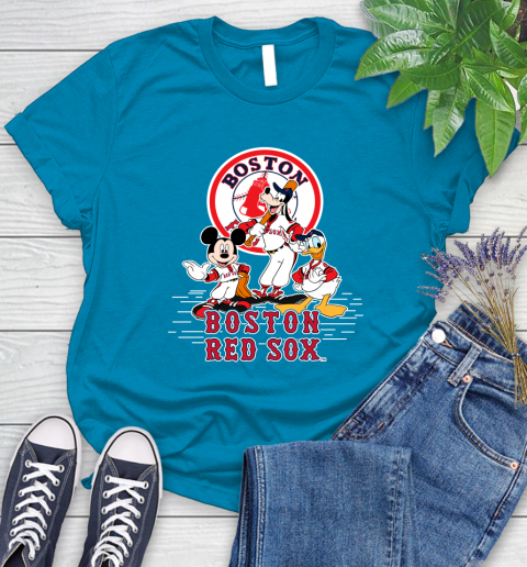 MLB Boston Red Sox Mickey Mouse Donald Duck Goofy Baseball T Shirt Women's T-Shirt 10