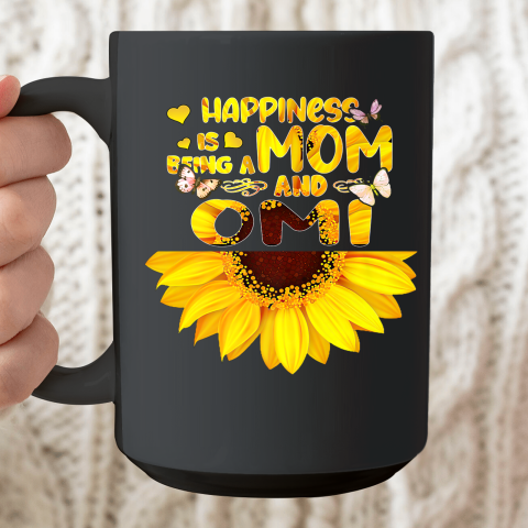 Happiness Is Being A Mom And Omi Sunflower Mothers Day Ceramic Mug 15oz