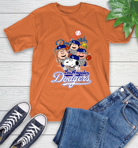 MLB Los Angeles Dodgers Snoopy Charlie Brown Woodstock The Peanuts Movie Baseball T Shirt_000 T-Shirt 4