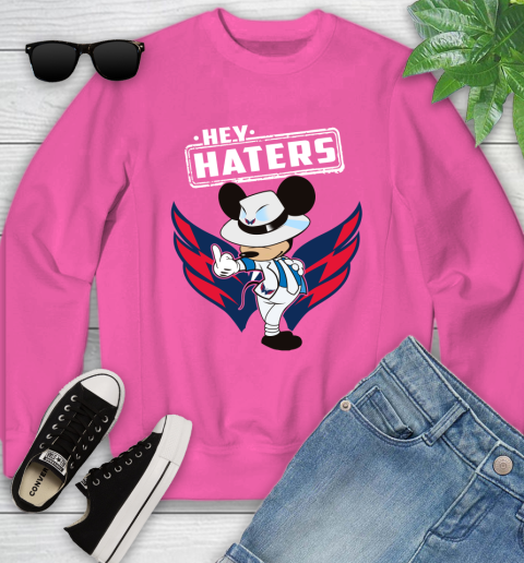 NHL Hey Haters Mickey Hockey Sports Washington Capitals Youth Sweatshirt 6