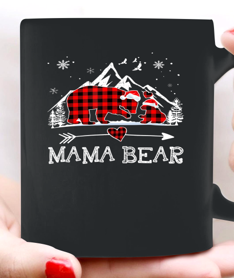 Mama Bear Christmas Pajama Red Plaid Buffalo Family Ceramic Mug 11oz