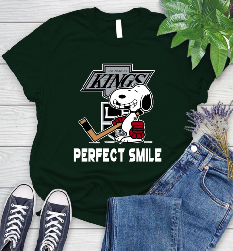 NHL Los Angeles Kings Snoopy Perfect Smile The Peanuts Movie Hockey T Shirt Women's T-Shirt 6