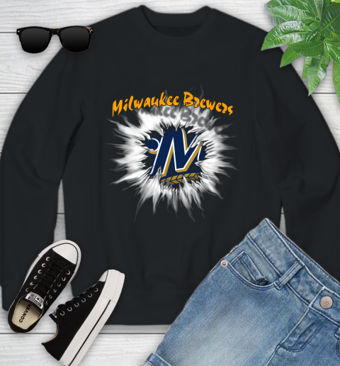 Milwaukee Brewers MLB Baseball Adoring Fan Rip Sports Youth Sweatshirt