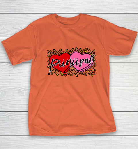 Leopard Candy Heart Principal Valentine Day Principal V Day Youth T-Shirt 9