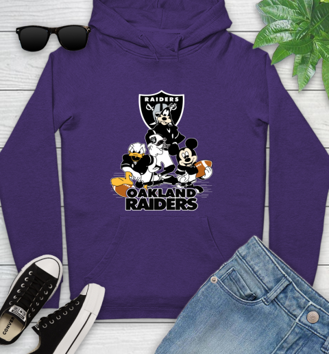 NFL Oakland Raiders Mickey Mouse Donald Duck Goofy Football Shirt Youth Hoodie 5