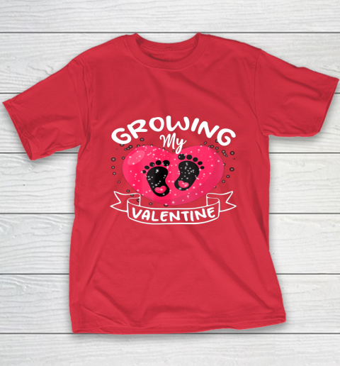 Womens Growing My Valentine literally pregnant shirt Pregnancy Wife Youth T-Shirt 16