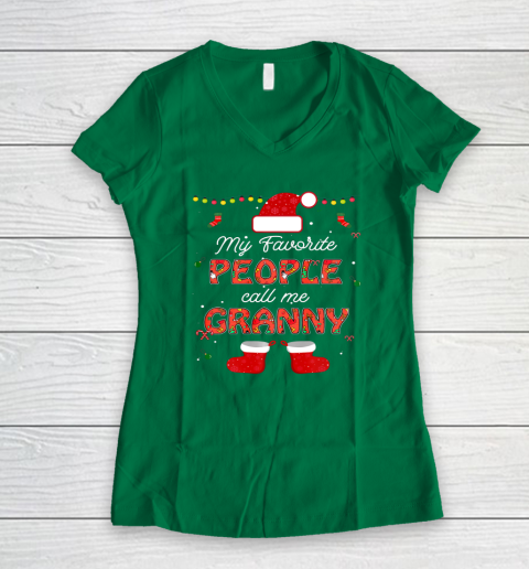 My Favorite People Call Me Granny Thanksgiving Christmas Women's V-Neck T-Shirt 3