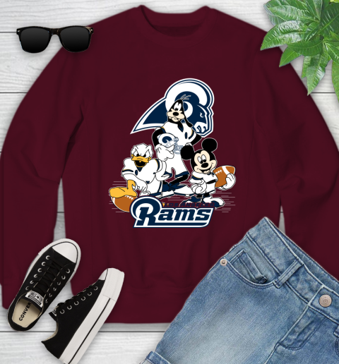 NFL Los Angeles Rams Mickey Mouse Donald Duck Goofy Football Shirt Youth Sweatshirt 4