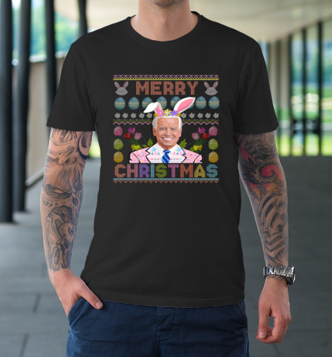 Funny Anti Joe Biden Merry Christmas Ugly Sweater Confused Easter T-Shirt