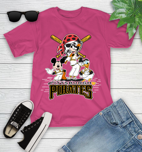MLB Pittsburgh Pirates Mickey Mouse Donald Duck Goofy Baseball T Shirt Youth T-Shirt 11