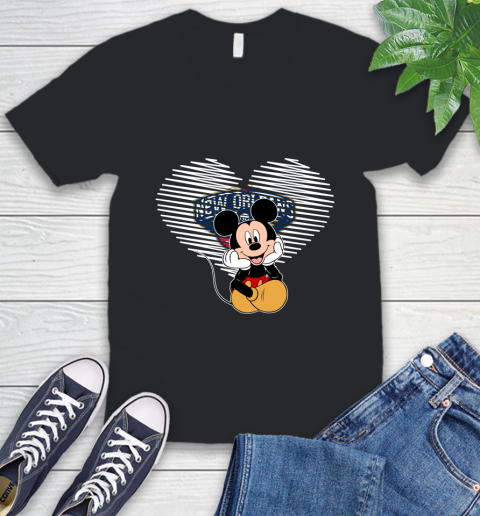 NBA New Orleans Pelicans The Heart Mickey Mouse Disney Basketball V-Neck T-Shirt
