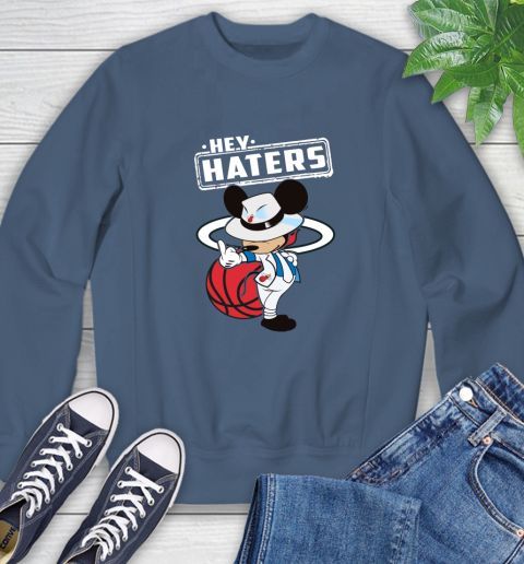 NBA Hey Haters Mickey Basketball Sports Miami Heat Sweatshirt 8