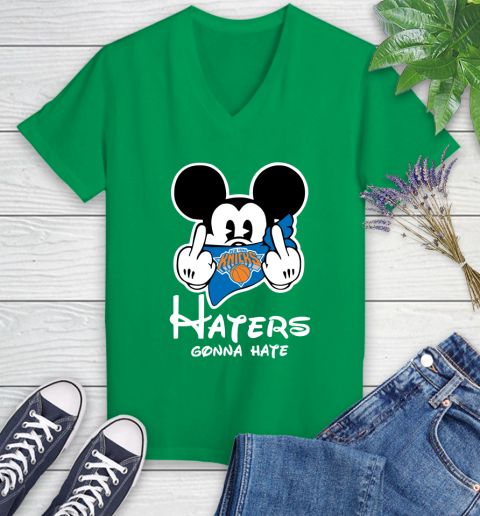 NBA New York Knicks Haters Gonna Hate Mickey Mouse Disney Basketball T Shirt Women's V-Neck T-Shirt 5