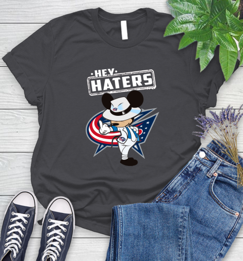 NHL Hey Haters Mickey Hockey Sports Columbus Blue Jackets Women's T-Shirt 8
