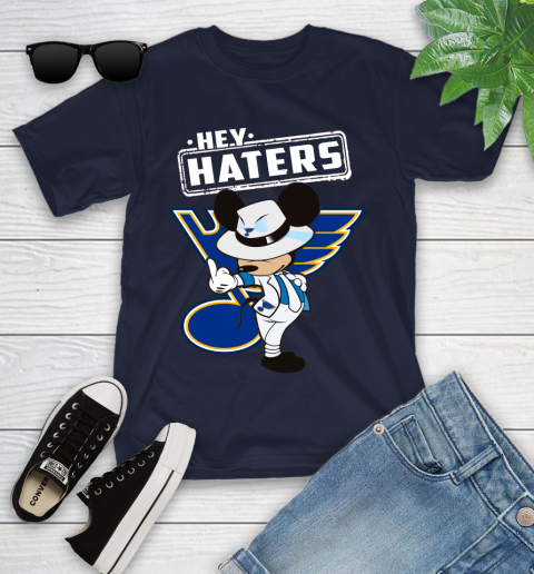NHL Hey Haters Mickey Hockey Sports St.Louis Blues Youth T-Shirt 2