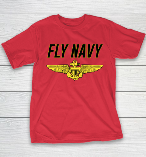 Fly Navy Shirt Pilot Wings Youth T-Shirt 8