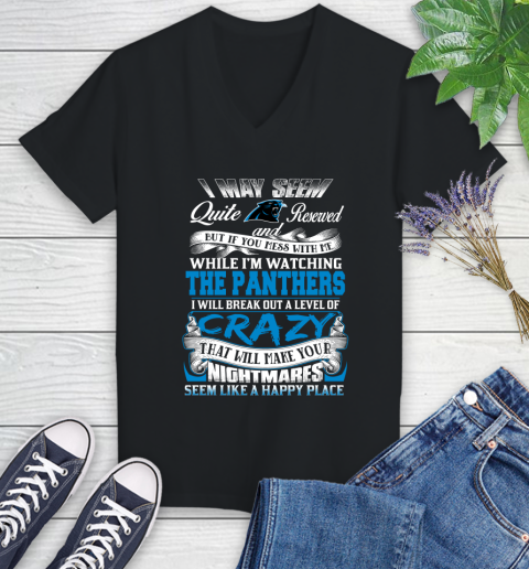 Carolina Panthers NFL Football Don't Mess With Me While I'm Watching My Team Women's V-Neck T-Shirt