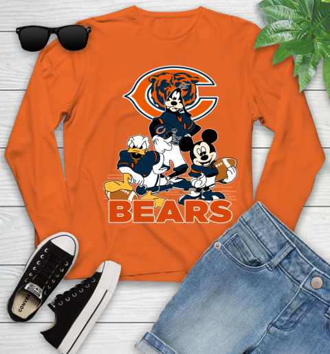 NFL Chicago Bears Mickey Mouse Donald Duck Goofy Football Shirt Youth Long Sleeve 3